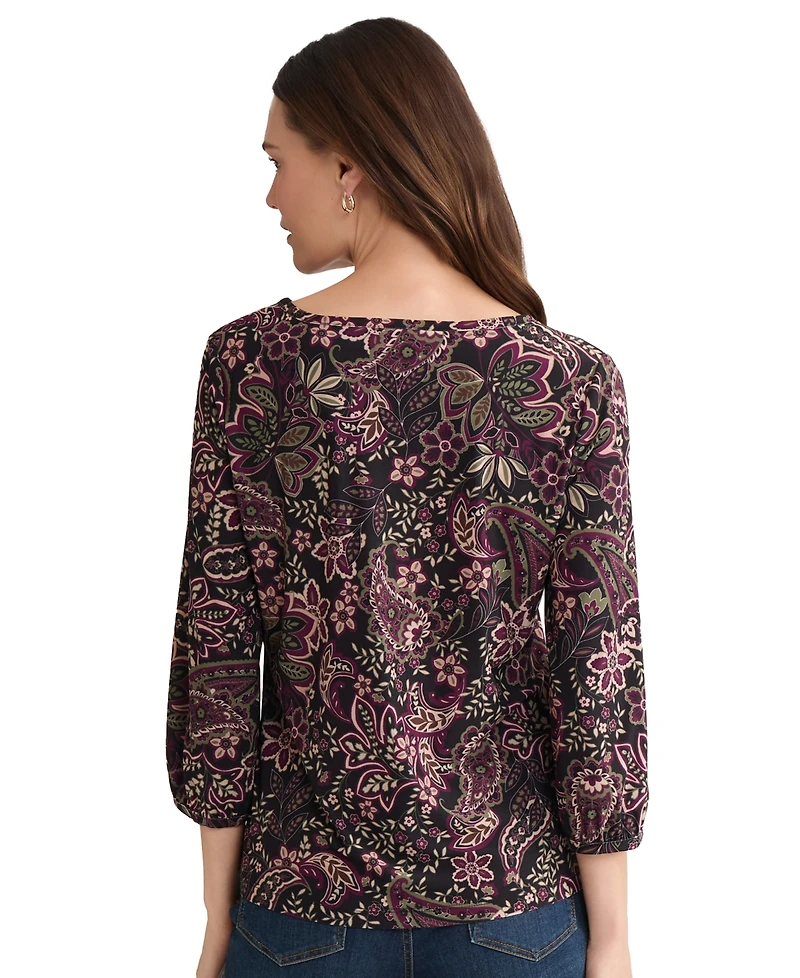Jones New York Women's Crew Neck 3/4-Sleeve Top