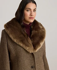 Lauren Ralph Plus Faux-Fur-Collar Coat