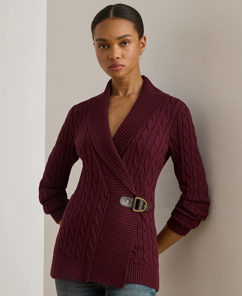 Lauren Ralph Petite Buckled Cotton Sweater