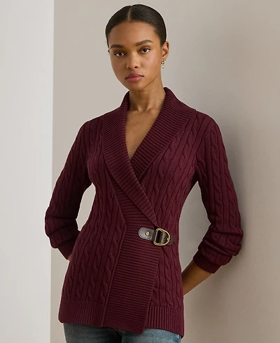 Lauren Ralph Petite Buckled Cotton Sweater