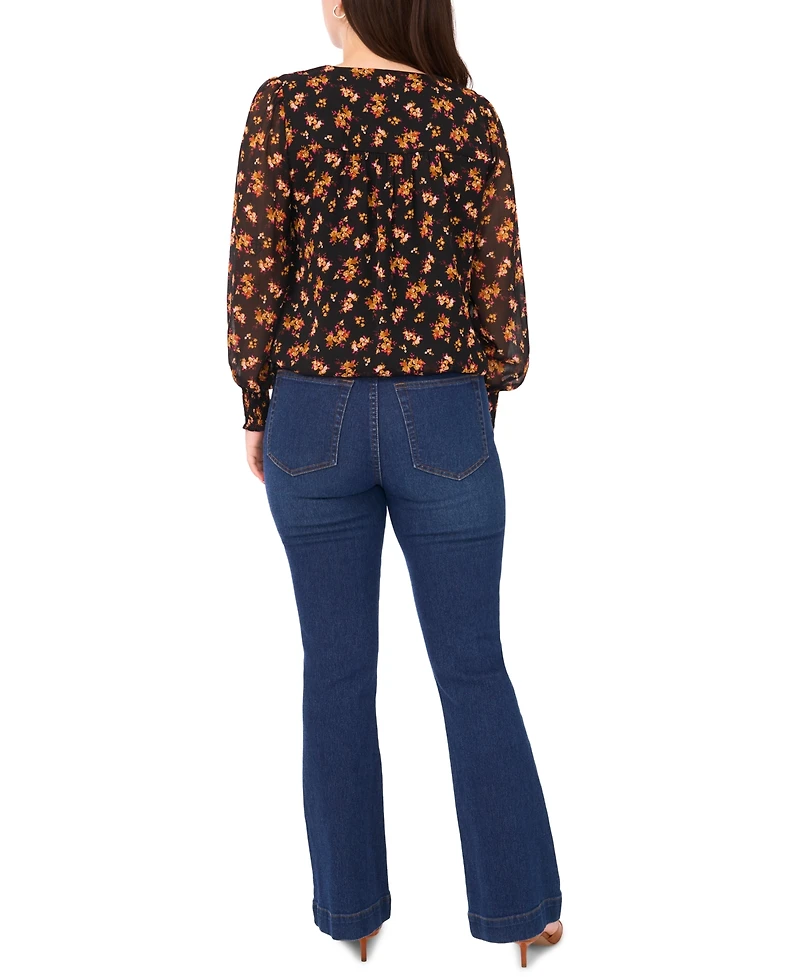 Sam & Jess Women's V-Neck Blouson Top
