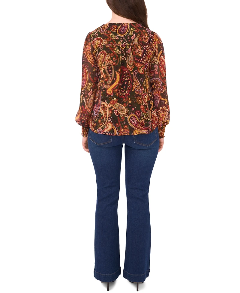Sam & Jess Women's Smocked Shoulder V-Neck Blouse Top