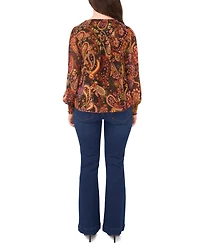 Sam & Jess Women's Smocked Shoulder V-Neck Blouse Top