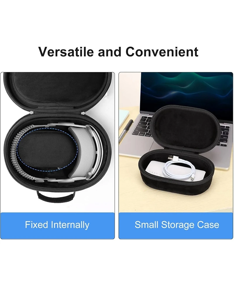 Mosiso Hard Carrying Case for Apple Vision Pro - Portable Lightweight Travel Bag with Small Case for Battery/Adapter/Cables, Black