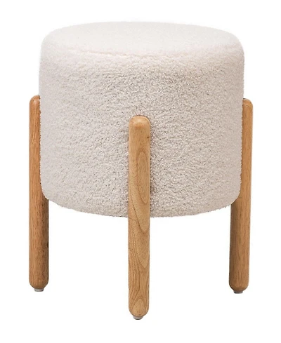 Nordlys - White Boucle Pouf Vintage Style Upholstery Living Room