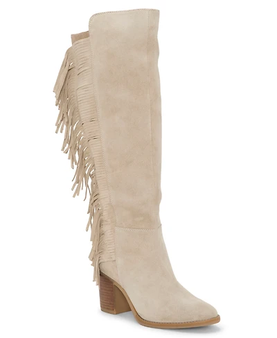 Lucky Brand Women's Boswell Fringe Knee High Block Heel Boots