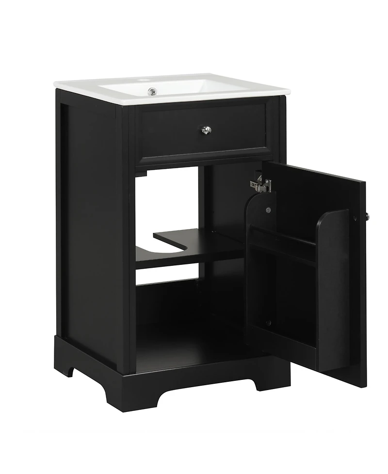Casainc 20" Bathroom Vanity Cabinet With Sink, Soft-Close Door, Storage Rack, and Adjustable Shelf