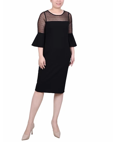 Ny Collection Petite Illusion Neck Scuba Dress