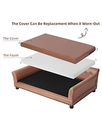 Bingopaw Xl Large Sized Dog Sofa Couch Raised Calming Dog Bed Leather Lounger Waterproof