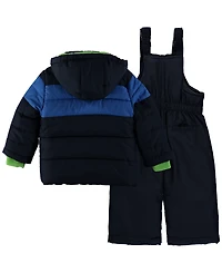 S Rothschild & Co Baby Boys 3-Piece Chevron Snowsuit Jacket, Ski Bib and Hat Set