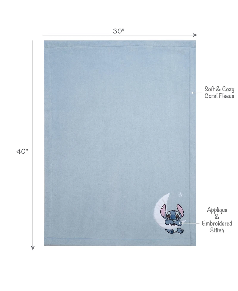 Bedtime Originals Baby Disney Stitch Blue Soft Fleece Appliqued Blanket