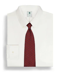 Men's Regular Fit Non-Iron Polo Button-Down Collar Solid Pinpoint Dress Shirt