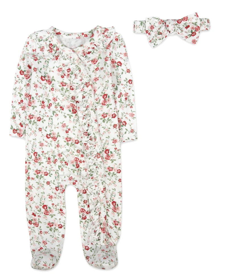Baby Essentials Girls 4-Piece Floral Layette Set