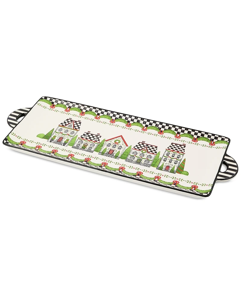 MacKenzie-Childs Holly Village Ceramic Rectangular Platter