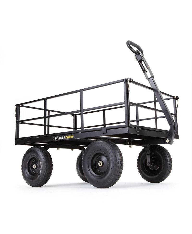 Gorilla Carts Steel Utility Cart, 9 Cubic Feet Garden Wagon with Removable Sides