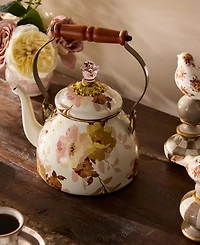 MacKenzie-Childs Wild Rose White Enameled 2-Qt. Tea Kettle