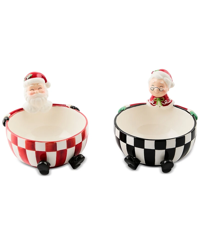 MacKenzie-Childs Check It Out Ceramic Snack Bowls, Set of 2