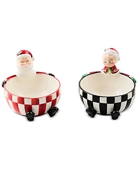 MacKenzie-Childs Check It Out Ceramic Snack Bowls, Set of 2