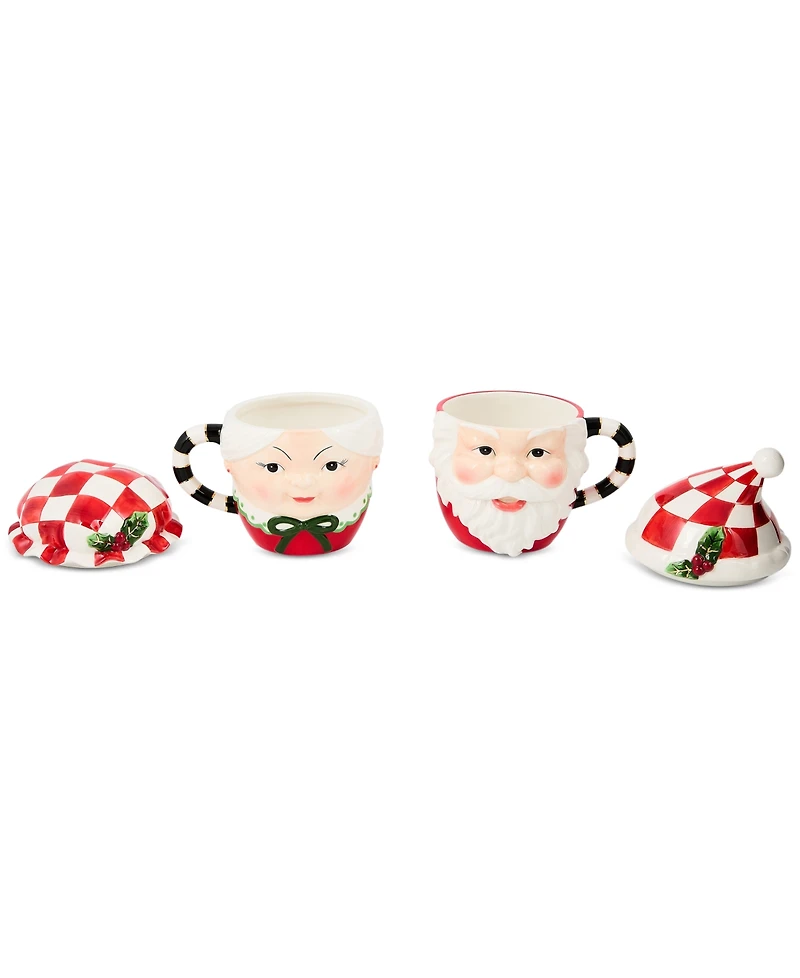 MacKenzie-Childs Check It Out Mr. & Mrs. Claus Mugs, Set of 2