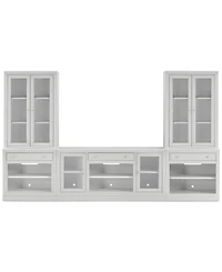 Furniture Amren 65" Wood 2 Door Console and 2 Door Hutches with Open Base with Drawers