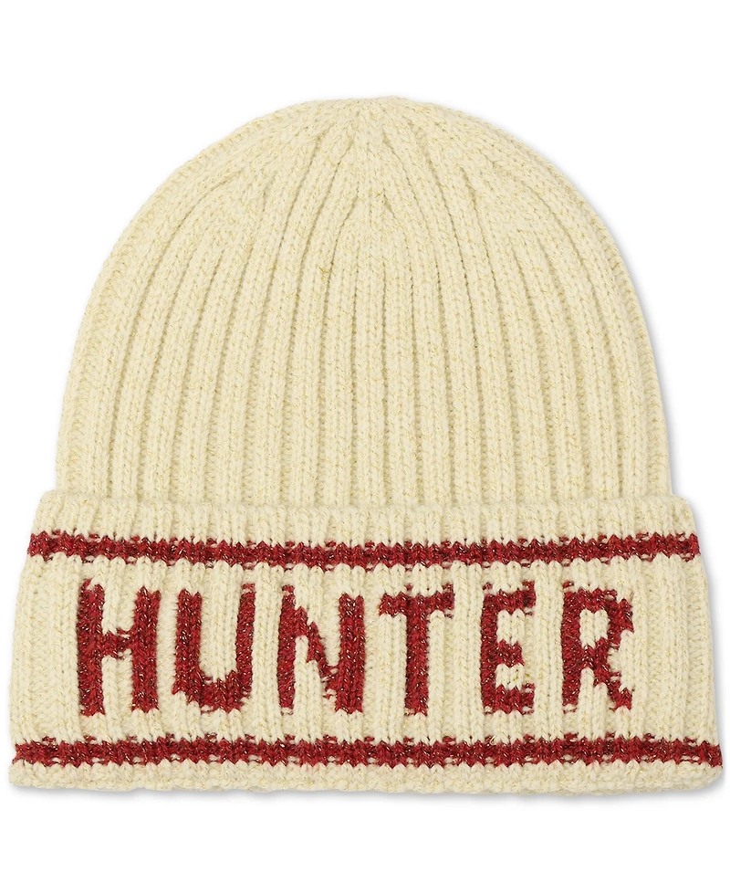 Hunter Metallic Rib Logo Cuff Beanie