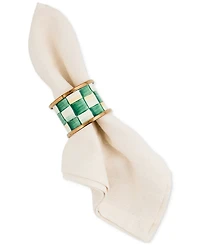 MacKenzie-Childs Emerald Check Napkin Rings, Set of 4