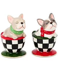 MacKenzie-Childs Check It Out French Bulldog Salt & Pepper Set