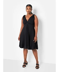 Rebdolls Women's Tie Strap Ruffle Hem Mini Skater Dress - Black