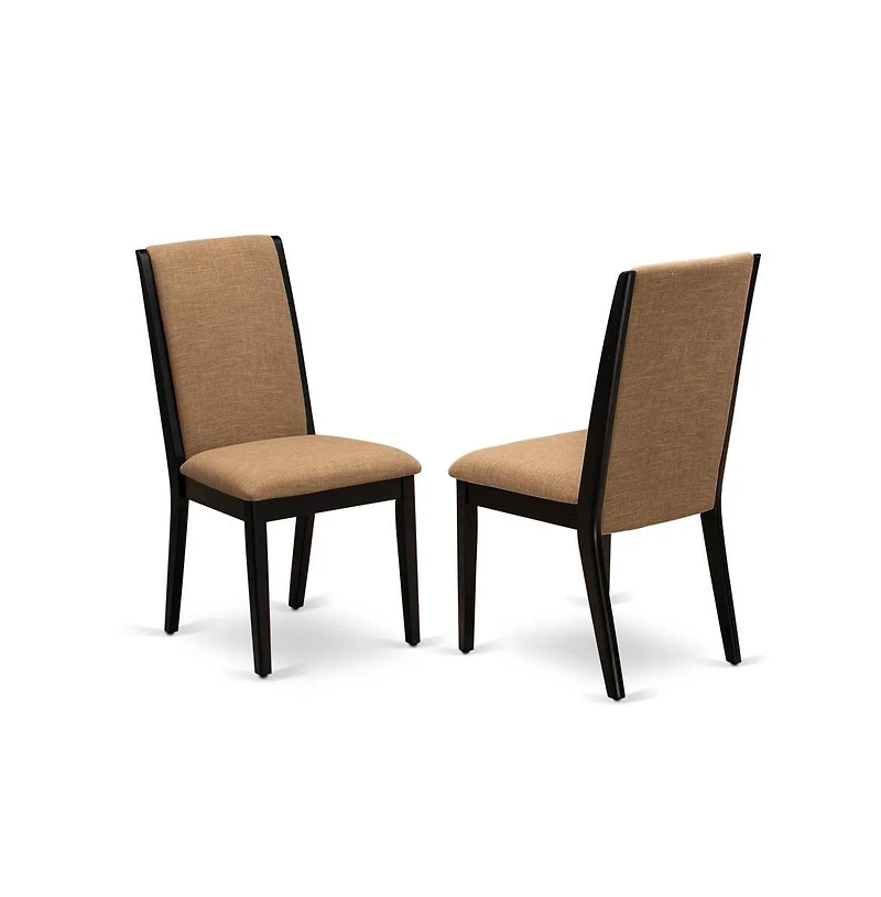 East West Furniture 7-Piece Beautiful Dining Set an Outstanding Distressed Jacobean Dining Table Top and 6 Stunning Linen Fabric Kitchen Chairs with S