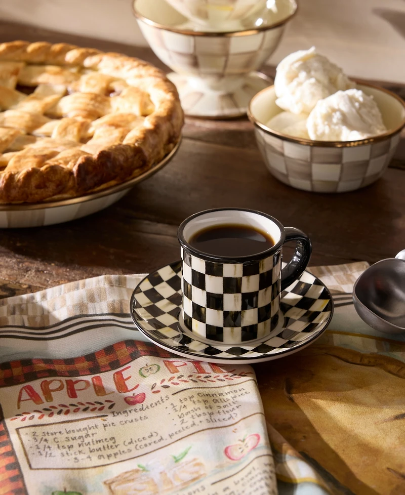 MacKenzie-Childs Courtly Check Espresso Cup & Saucer, Service for 2