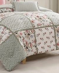 Bebejan Sage Serenity 100% Cotton Sateen 5 Piece Queen Size Reversible Comforter Set