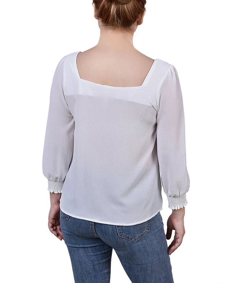 Ny Collection Petite 3/4 Sleeve Square Neck Top