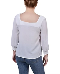 Ny Collection Petite 3/4 Sleeve Square Neck Top