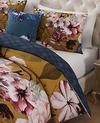 Bebejan Golden Bounty Bedding 220 Thread Count 100% Cotton Sateen 5 Piece Queen Size Reversible Comforter Set