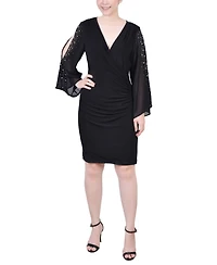 Ny Collection Petite Long Sleeve Surplice Dress