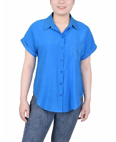 Ny Collection Petite Short Extended Sleeve Top