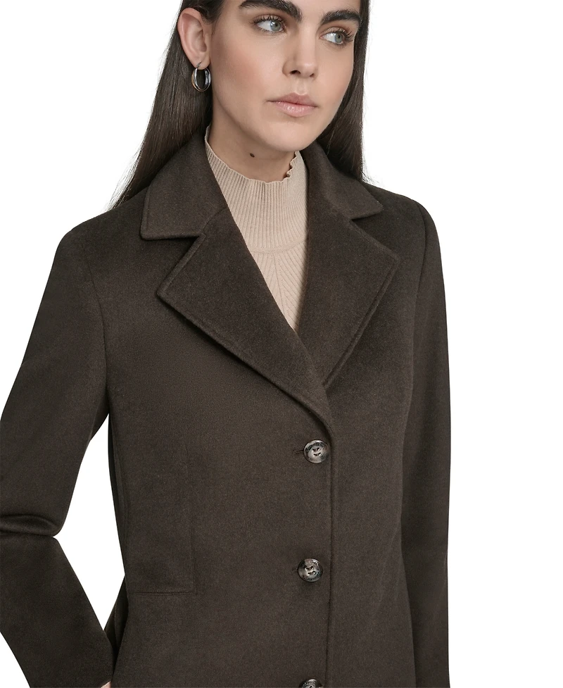 Calvin Klein Womens Single-Breasted Wool Blend Coat
