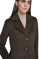 Calvin Klein Womens Single-Breasted Wool Blend Coat