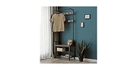 Slickblue Modern Industrial Hall Tree with Coat Rack and Shoe Storage Bench for Entryway