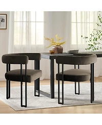 Modern 3 Piece Round Dining Table Set 35 Inch Small Kitchen and Breakfast Nook with 2 Upholstered Armchairs Space Saving Home Furniture-Maison