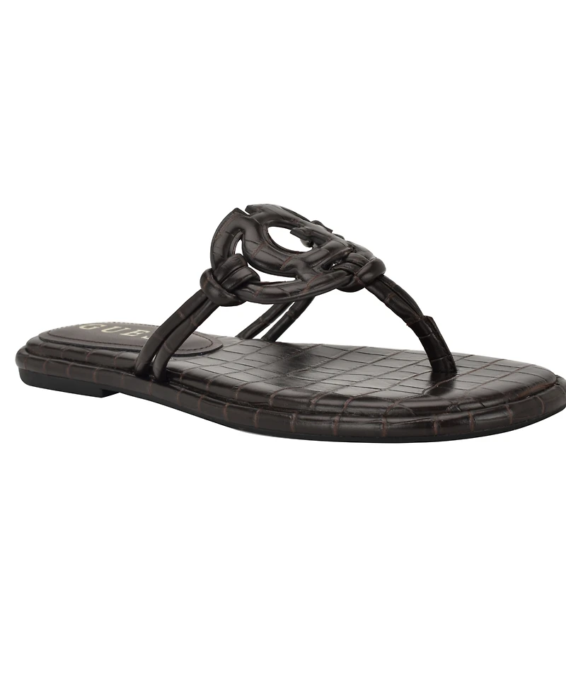 Guess Women's Saime Embellished G Cutout Flat Thong Sandals
