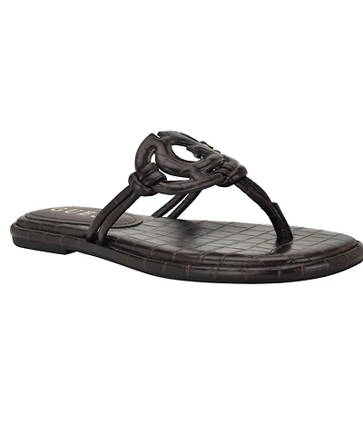 Guess Women's Saime Embellished G Cutout Flat Thong Sandals