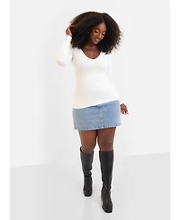 Rebdolls Women's Stylish Essential V Neck Top Classic White