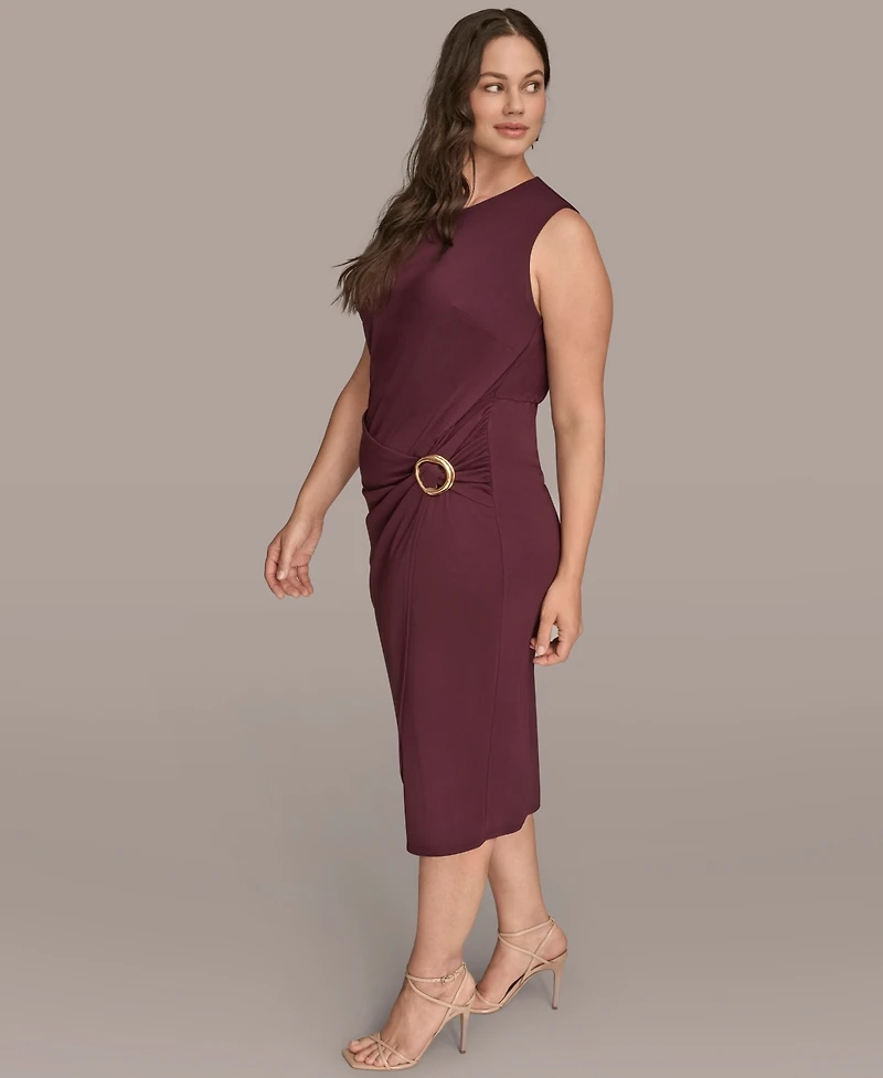 Donna Karan New York Plus Sarong Sleeveless Skirt Midi Dress