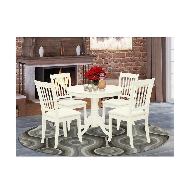 East West Furniture Dining Room Set Linen White