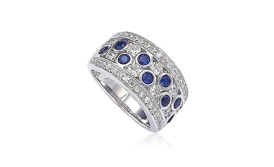 Suzy Levian New York Sterling Silver Sapphire & Created White Multi Set Ring