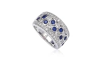 Suzy Levian New York Sterling Silver Sapphire & Created White Multi Set Ring