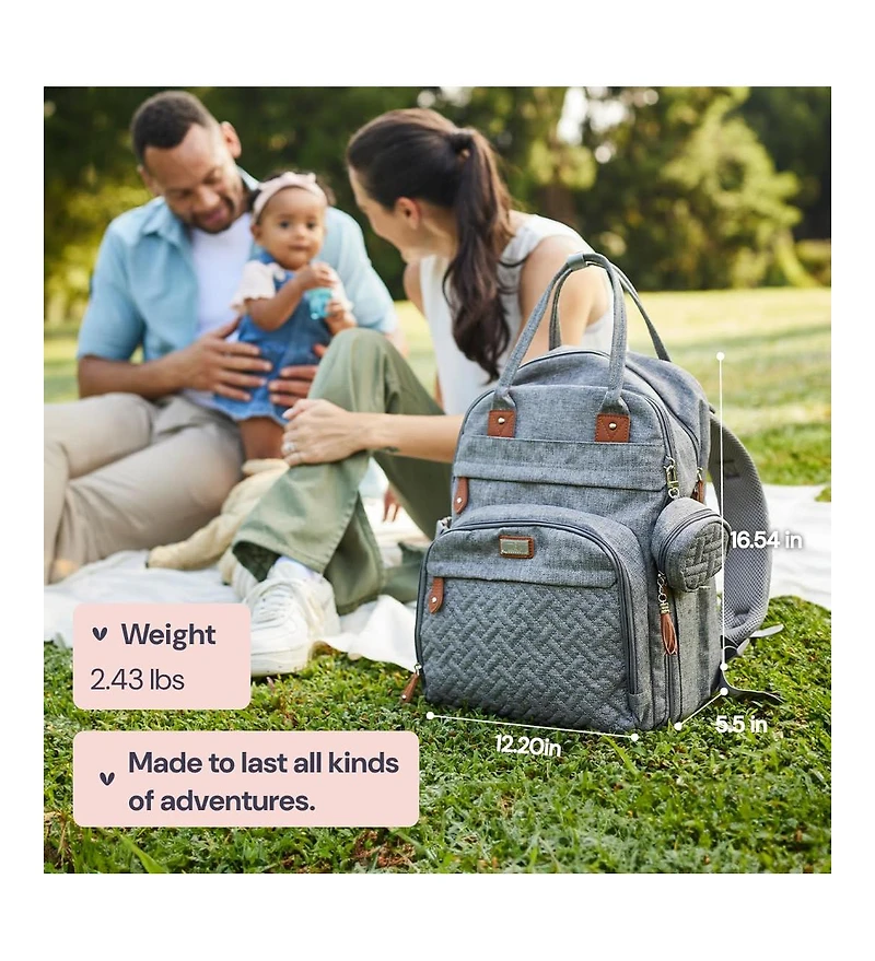 BabbleRoo Toddler Diaper Bag Backpack Stylish 26L Hands Free with Changing Pad, Stroller Straps & Water-Resistant, Safari, Large