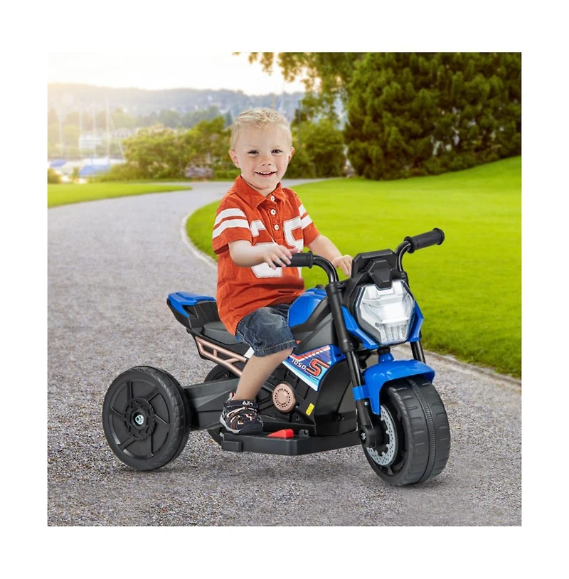 Akiudex 6V Kids Ride-On Motorcycle with Convertible 2 or 3-Wheel Design and Music