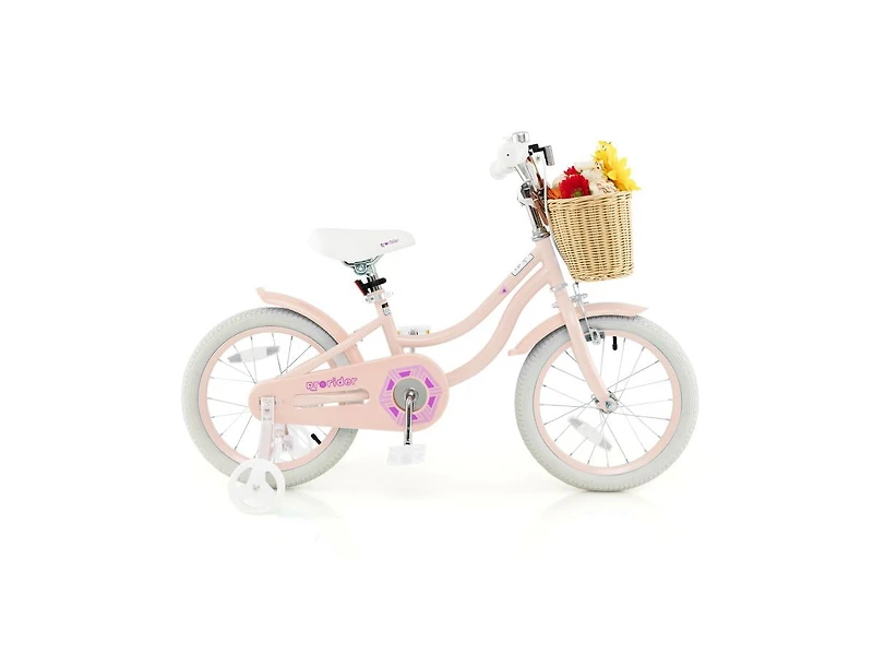 Akiudex 16 Inch Kids Bike with Basket Adjustable Seat Training Wheels and Dual Brake System